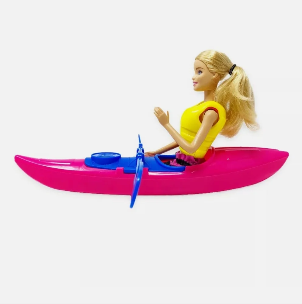 Barbie Water Kayak Sports Pink & Blue Set Rows and Life Jacket Girls Accessories